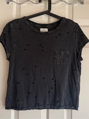 American Eagle Outfitters Charcoal Heather Crewneck Tee